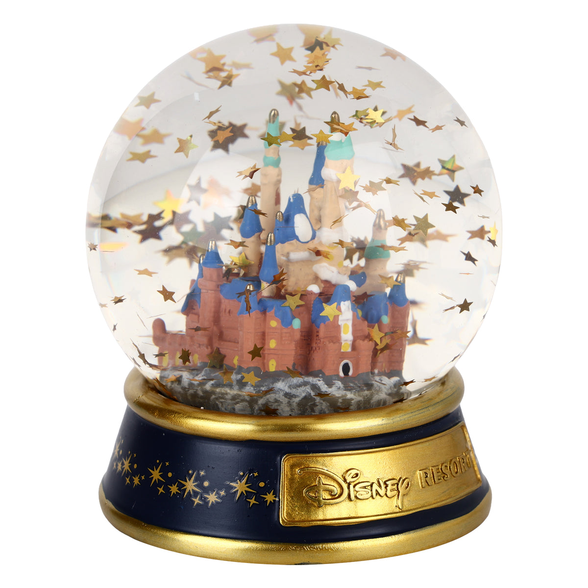 Disney Castle Snow Globe with Golden Star Confetti