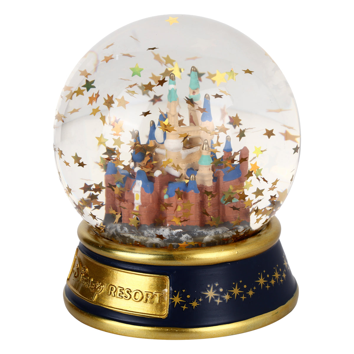 Disney Castle Snow Globe with Golden Star Confetti