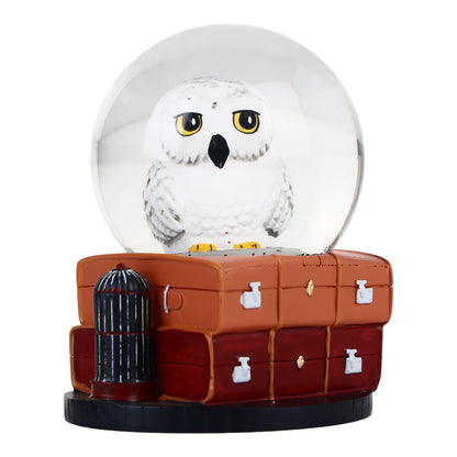 Harry Potter Hedwig Snow Globe – Hogwarts Owl with Suitcase Travel Trunk Base