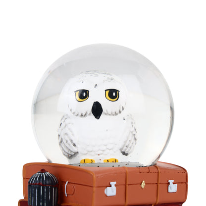 Harry Potter Hedwig Snow Globe – Hogwarts Owl with Suitcase Travel Trunk Base
