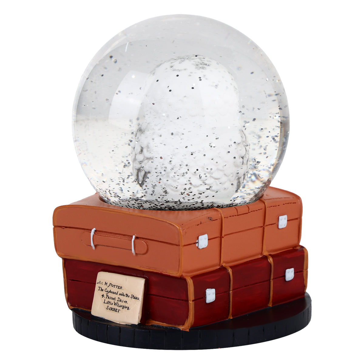 Harry Potter Hedwig Snow Globe – Hogwarts Owl with Suitcase Travel Trunk Base