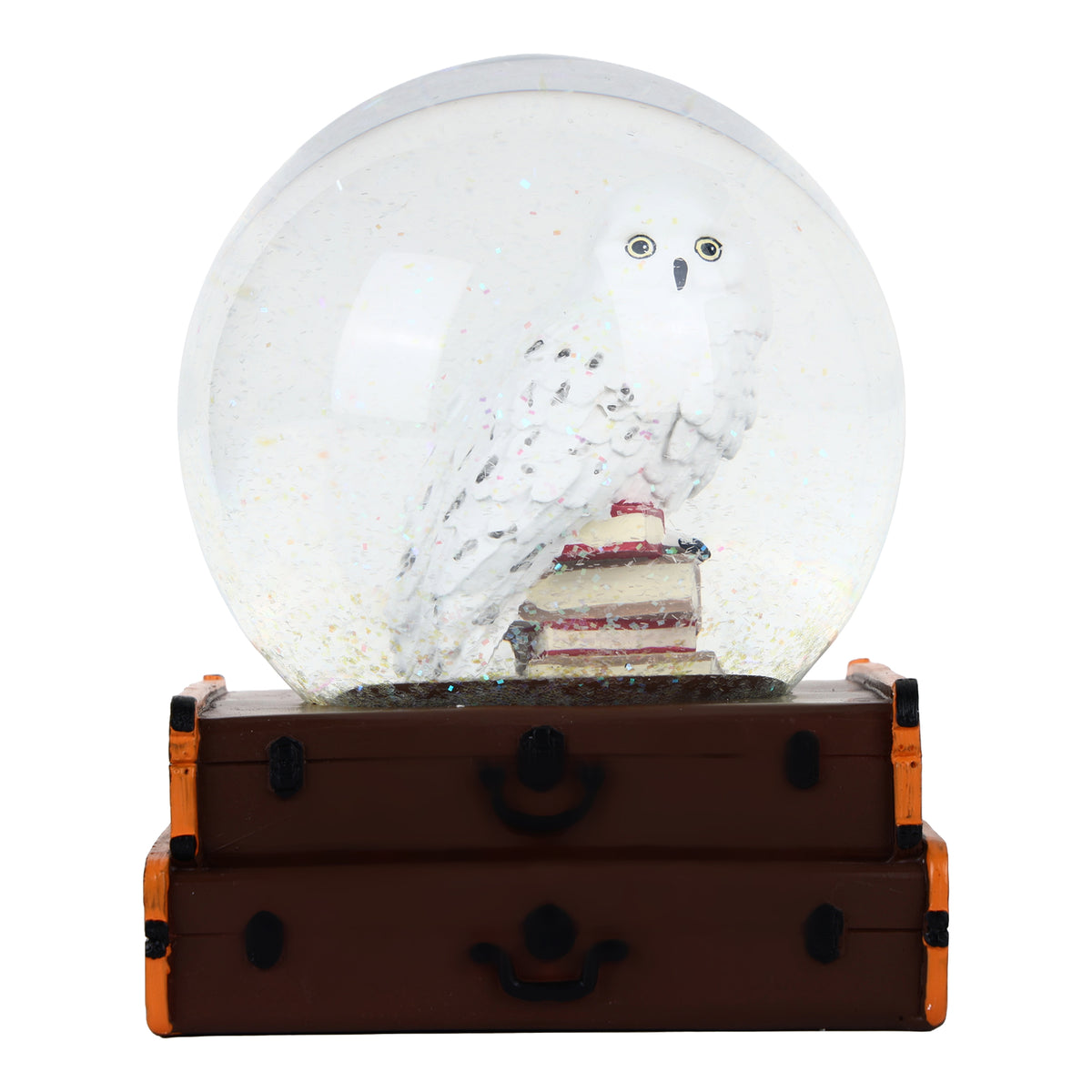 Harry Potter Hedwig Snow Globe on Stacked Trunks with Shimmering Glitter