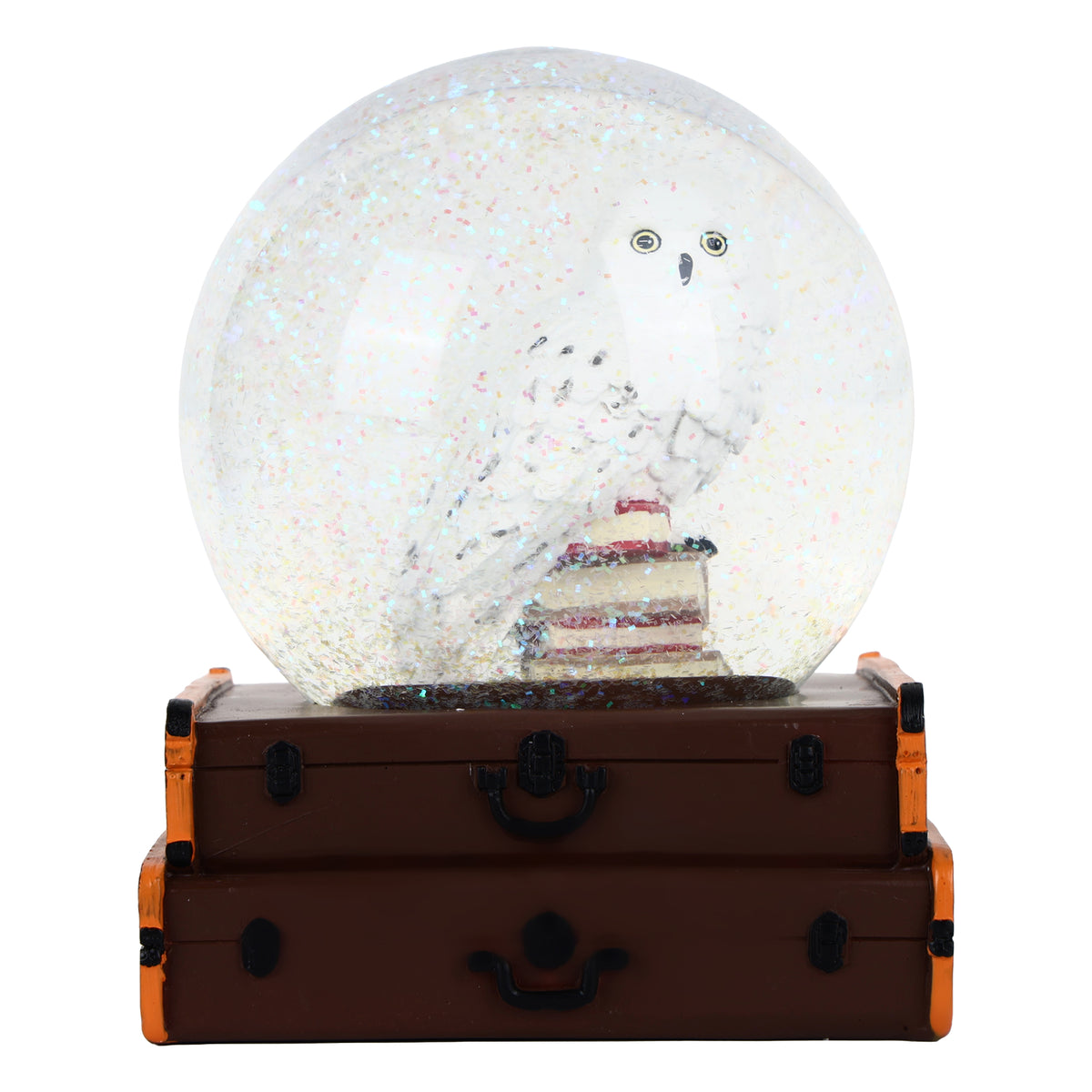 Harry Potter Hedwig Snow Globe on Stacked Trunks with Shimmering Glitter