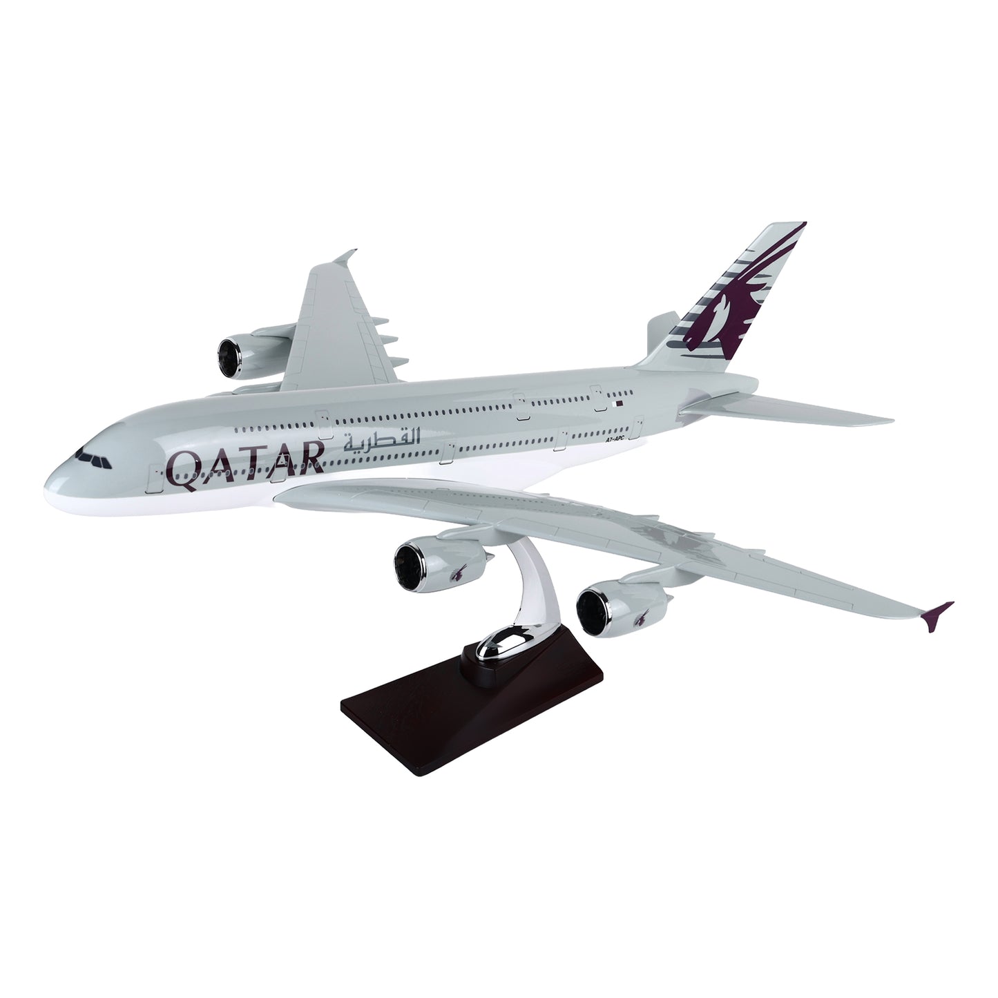 Qatar Airways Airbus A380 Die Cast Aircraft Model 46 cm | 1:160 Scale Collectible Airplane with Display Stand for Aviation Enthusiasts, Home & Office Décor