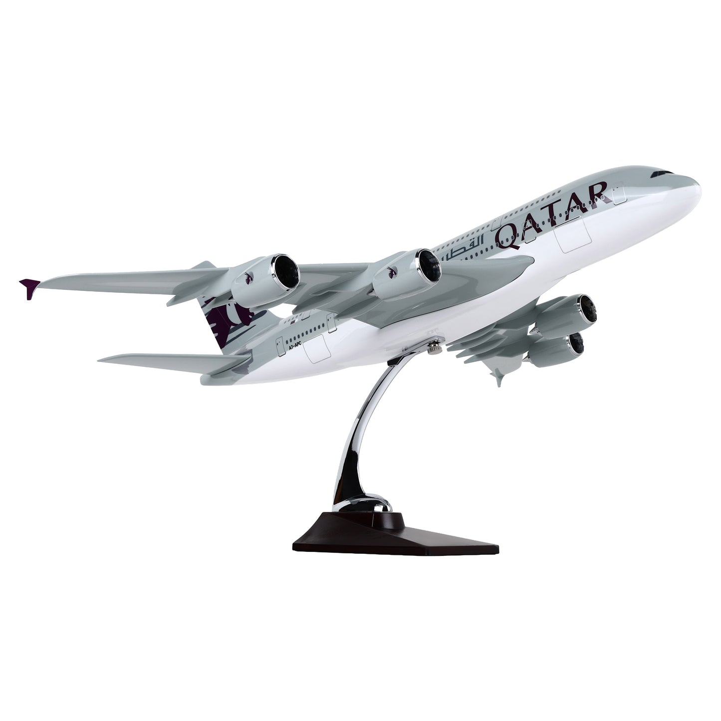 Qatar Airways Airbus A380 Die Cast Aircraft Model 46 cm | 1:160 Scale Collectible Airplane with Display Stand for Aviation Enthusiasts, Home & Office Décor