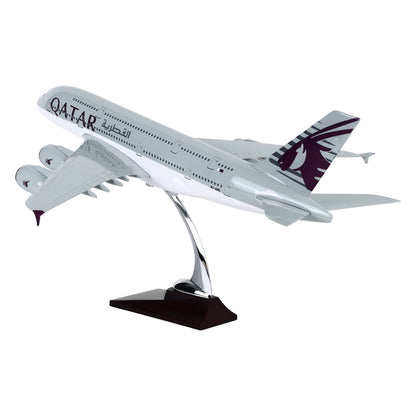 Qatar Airways Airbus A380 Die Cast Aircraft Model 46 cm | 1:160 Scale Collectible Airplane with Display Stand for Aviation Enthusiasts, Home & Office Décor
