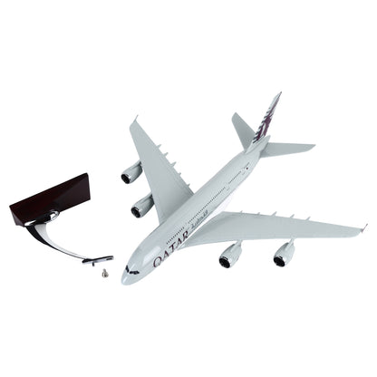 Qatar Airways Airbus A380 Die Cast Aircraft Model 46 cm | 1:160 Scale Collectible Airplane with Display Stand for Aviation Enthusiasts, Home & Office Décor