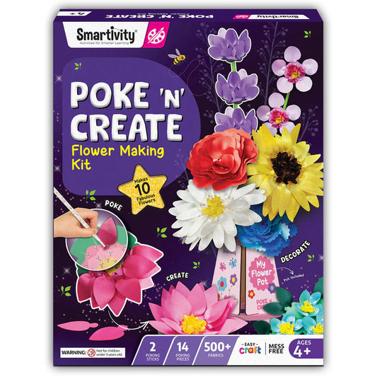 POKE 'N' CREATE - Flower Making Kit | 4-8 years | DIY CRAFT KIT(PACK OF 6)