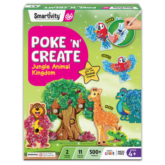 POKE 'N' CREATE - Jungle Animal Kingdom | 4-8 years | DIY CRAFT KIT(PACK OF 6)