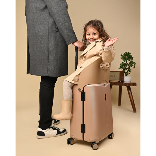 MIAMILY CHAMPAGNE GOLD RIDE-ON TROLLEY CARRY-ON LUGGAGE 18 INCHES