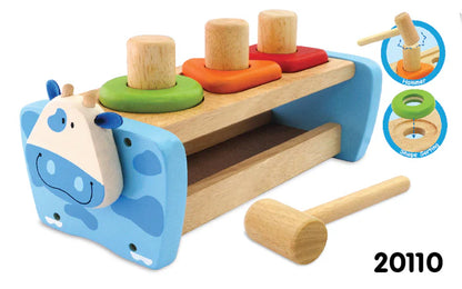 Cow Hammer and Peg Bench| Wooden Montessori toys