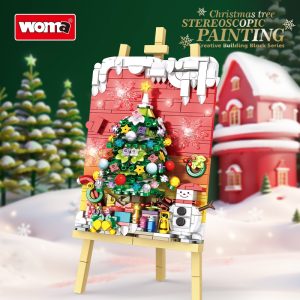 Christmas tree building blocks,New design chrsitmas decoration assemble mini easel for christmas Gifts- WOMA TOY 11816