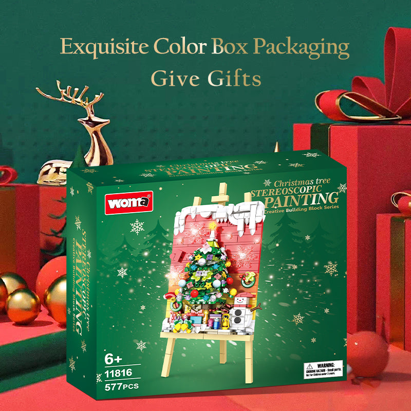 Christmas tree building blocks,New design chrsitmas decoration assemble mini easel for christmas Gifts- WOMA TOY 11816