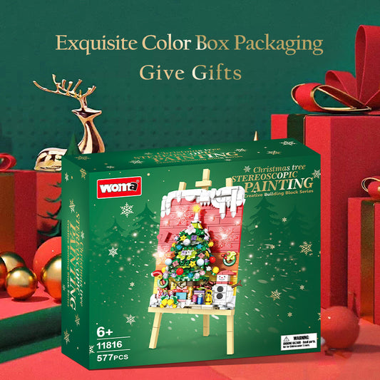 Christmas tree building blocks,New design chrsitmas decoration assemble mini easel for christmas Gifts- WOMA TOY 11816