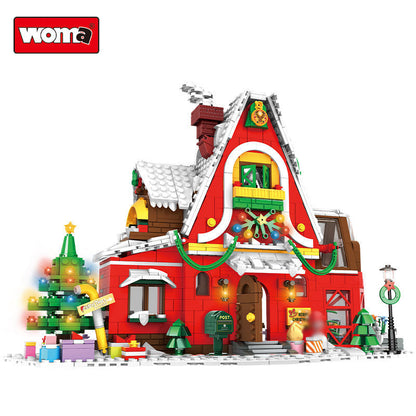 Christmas scene house building bricks,kids xmas snow christmas scene house kids plastic building block For Kids Gifts- WOMA TOY C0276