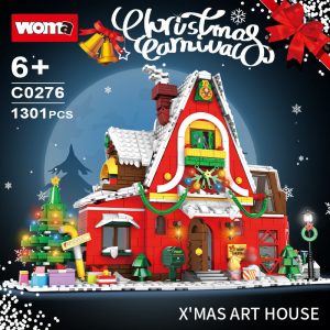 Christmas scene house building bricks,kids xmas snow christmas scene house kids plastic building block For Kids Gifts- WOMA TOY C0276