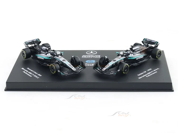 Bburago 2025 Mercedes-AMG F1 W16 George Russell No.63 Twin Pack 1:64 Diecast Model Set