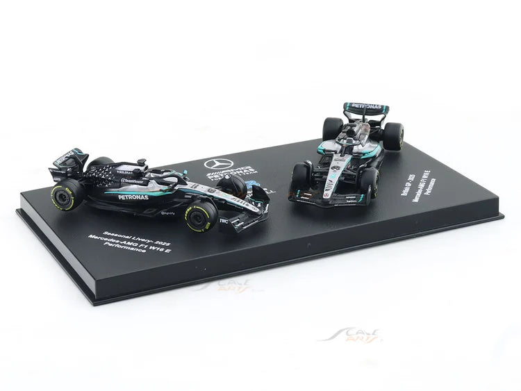 Bburago 2025 Mercedes-AMG F1 W16 George Russell No.63 Twin Pack 1:64 Diecast Model Set