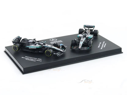 Bburago 2025 Mercedes-AMG F1 W16 George Russell No.63 Twin Pack 1:64 Diecast Model Set