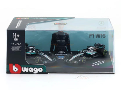 Bburago 2025 Mercedes-AMG F1 W16 George Russell No.63 Twin Pack 1:64 Diecast Model Set