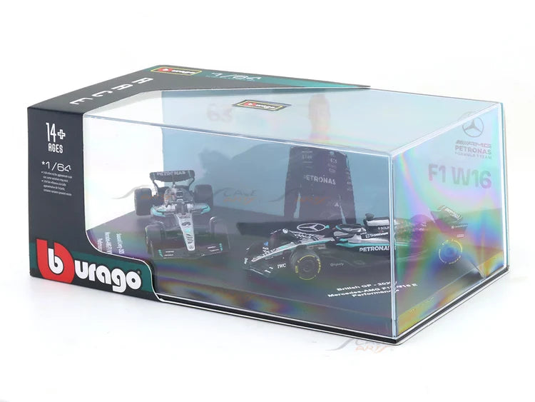 Bburago 2025 Mercedes-AMG F1 W16 George Russell No.63 Twin Pack 1:64 Diecast Model Set