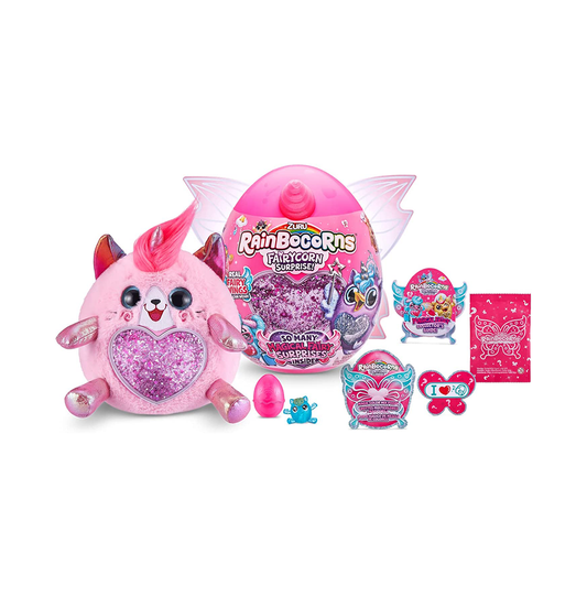 Rainbocorns Fairycorn Surprise by ZURU 11" Collectible Plush Stuffed Animal - Ultimate Surprise Egg, Wearable Fairy Wings, Unicorn Slime, Sparkle Sequin Heart, Ages 3+ for Girls, Children