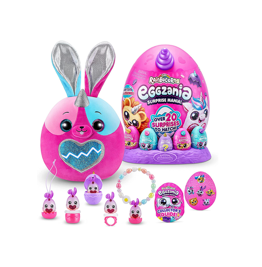 Rainbocorns Eggzania Surprise Mania Series 1 by ZURU, Collectible Plush Stuffed Animal, Surprise Eggs, 5 Mini Eggs, Stickers, DIY Jewelry, Slime, Ages 3+ for Girls, Children