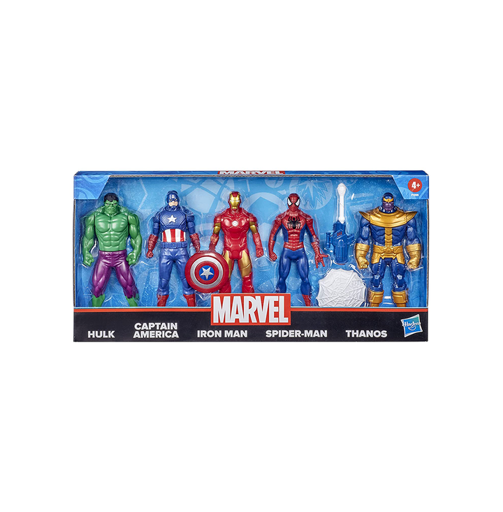 Marvel Action Figure 5-Pack, 6-Inch Figures, Iron Man, Spider-Man, Captain America, Hulk, Thanos