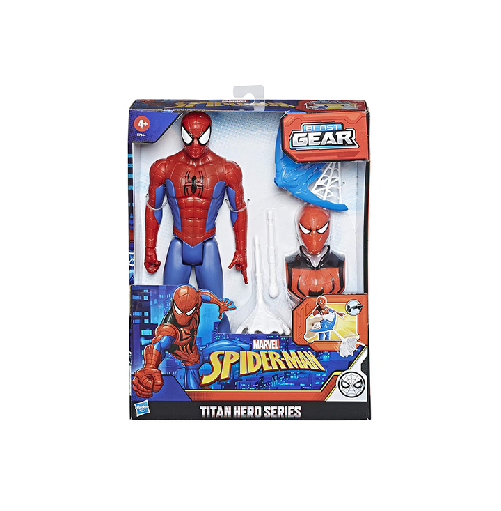 MARVEL Spider-Man TitanHero Series Blast Gear ActionFigure with Blaster, 2 Projectiles, 3 Armor Accessories