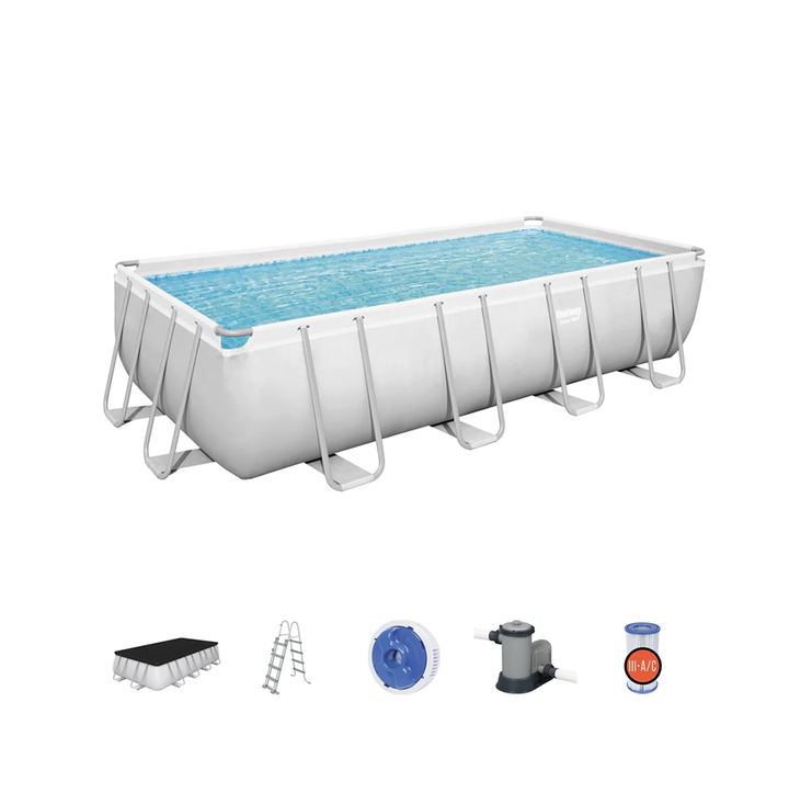 BESTWAY ABOVE GROUND POWER STEEL 18 FT X 8.98 FT X4 FT /5.49M X 2.74M X 1.22M RECTANGULAR POOL SET