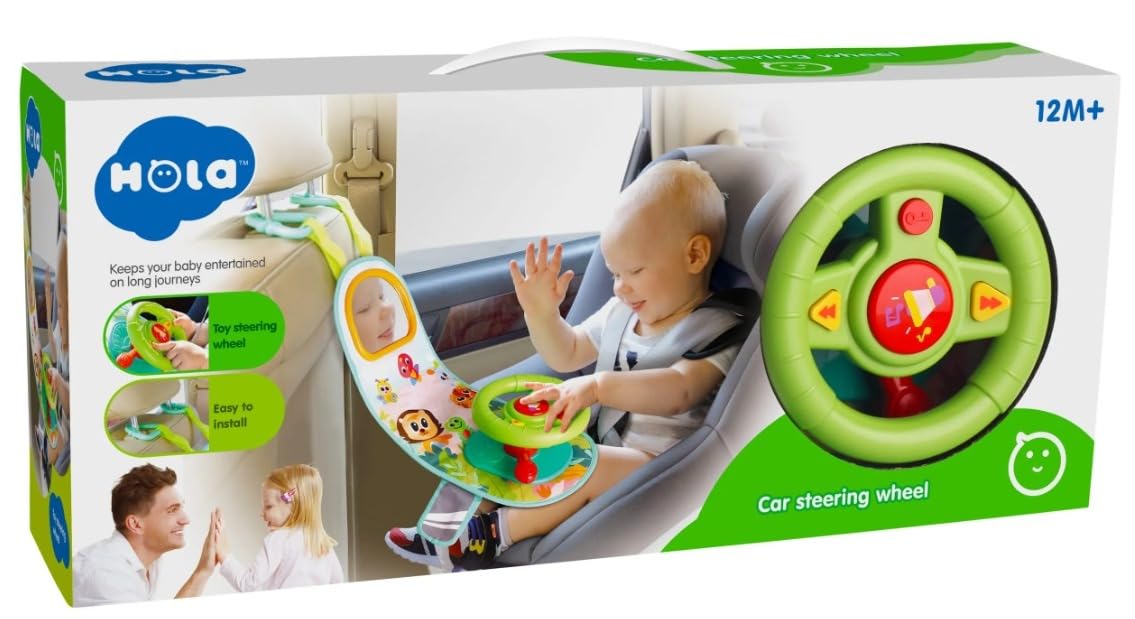 Hola Interactive Baby Car Steering Wheel with Lights Music Indicator and Horn Pretend to Drive Toy