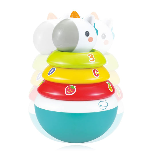 Hola Baby Unicorn Stacking Rings Toys Mini Rainbow Montessori Roly Poly Toy
