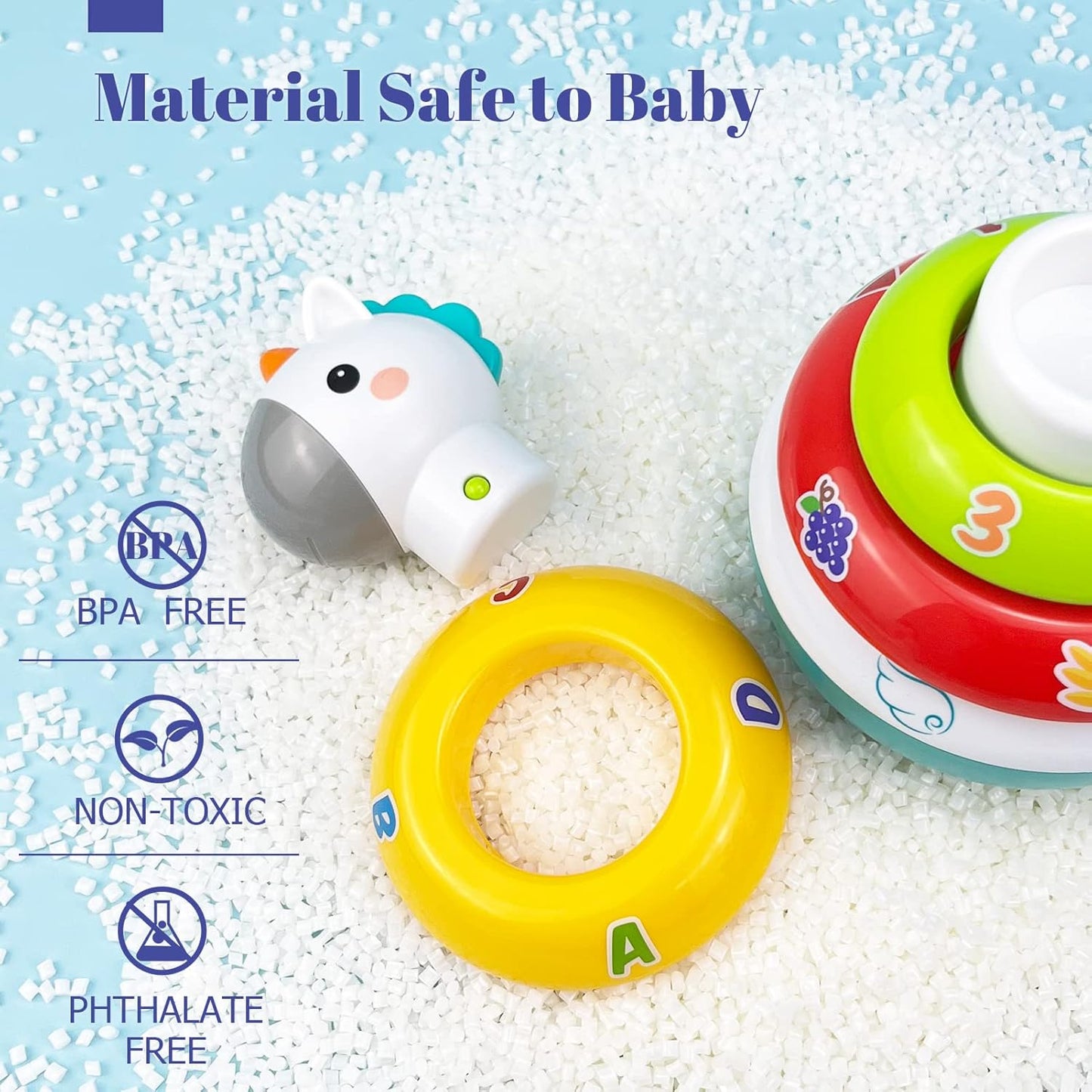 Hola Baby Unicorn Stacking Rings Toys Mini Rainbow Montessori Roly Poly Toy