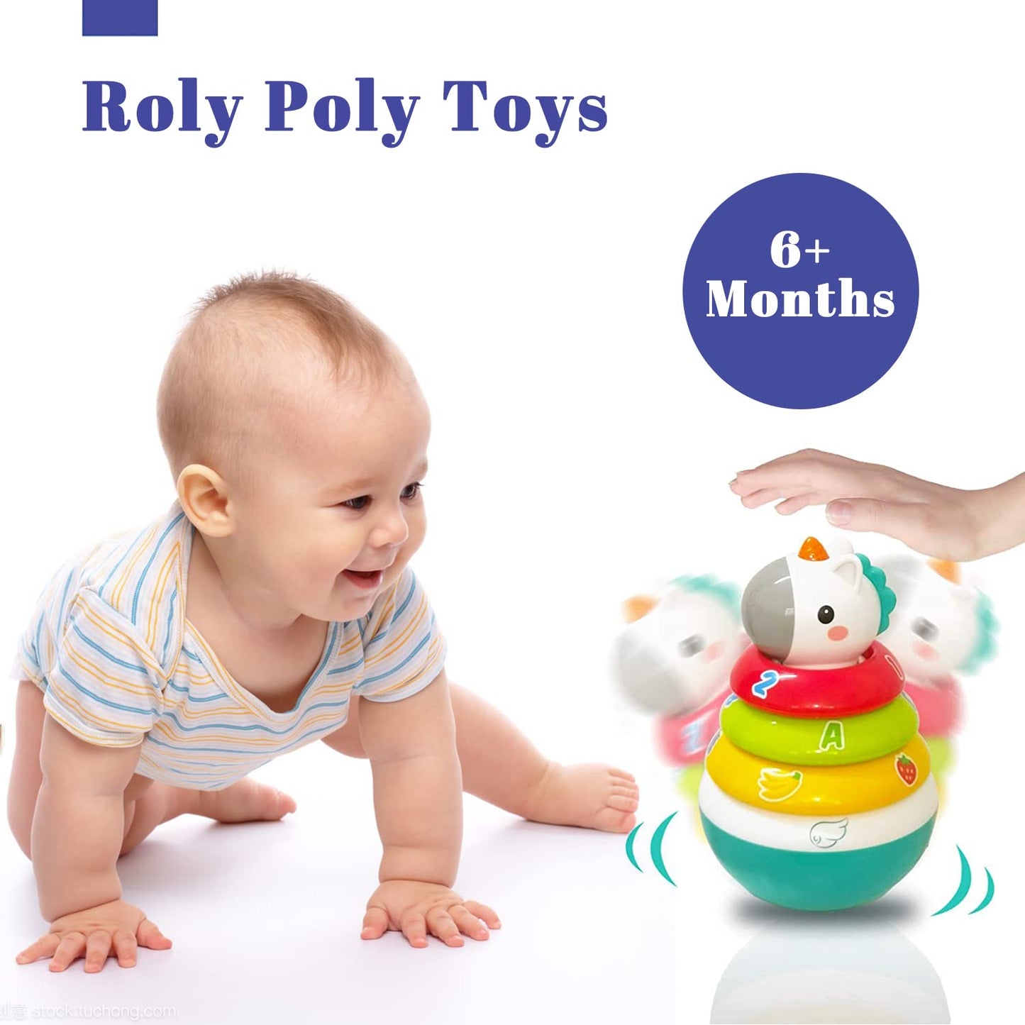 Hola Baby Unicorn Stacking Rings Toys Mini Rainbow Montessori Roly Poly Toy