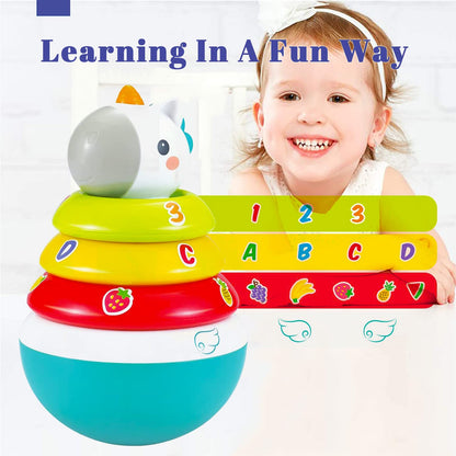 Hola Baby Unicorn Stacking Rings Toys Mini Rainbow Montessori Roly Poly Toy