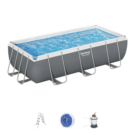 BESTWAY 56442 POWER STEEL® 13'3" X 6'7" X 39.5"/4.04M X 2.01M X 1.00M RECTANGULAR PVC SWIMMING POOL