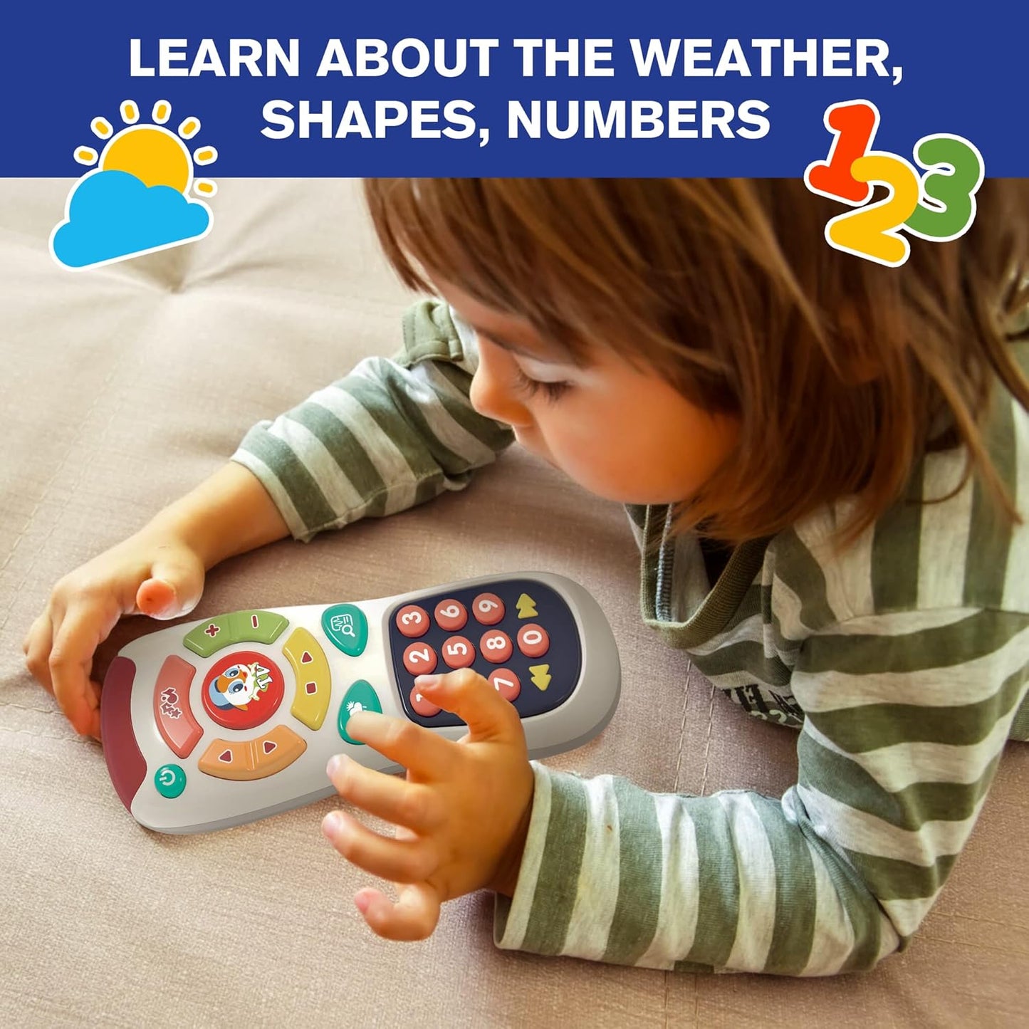 Hola My Remote, My Program ,20 Unique Learning Remote Buttons, Plays Baby Music Tunes, Flashing Lights