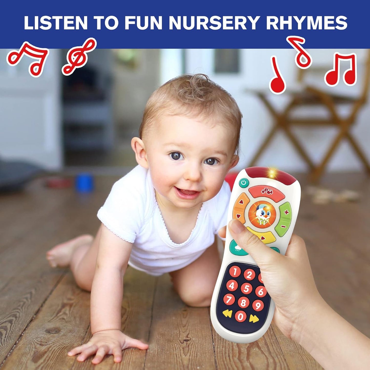 Hola My Remote, My Program ,20 Unique Learning Remote Buttons, Plays Baby Music Tunes, Flashing Lights