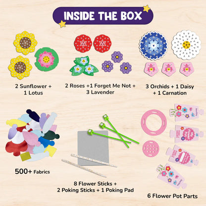 POKE 'N' CREATE - Flower Making Kit | 4-8 years | DIY CRAFT KIT(PACK OF 6)