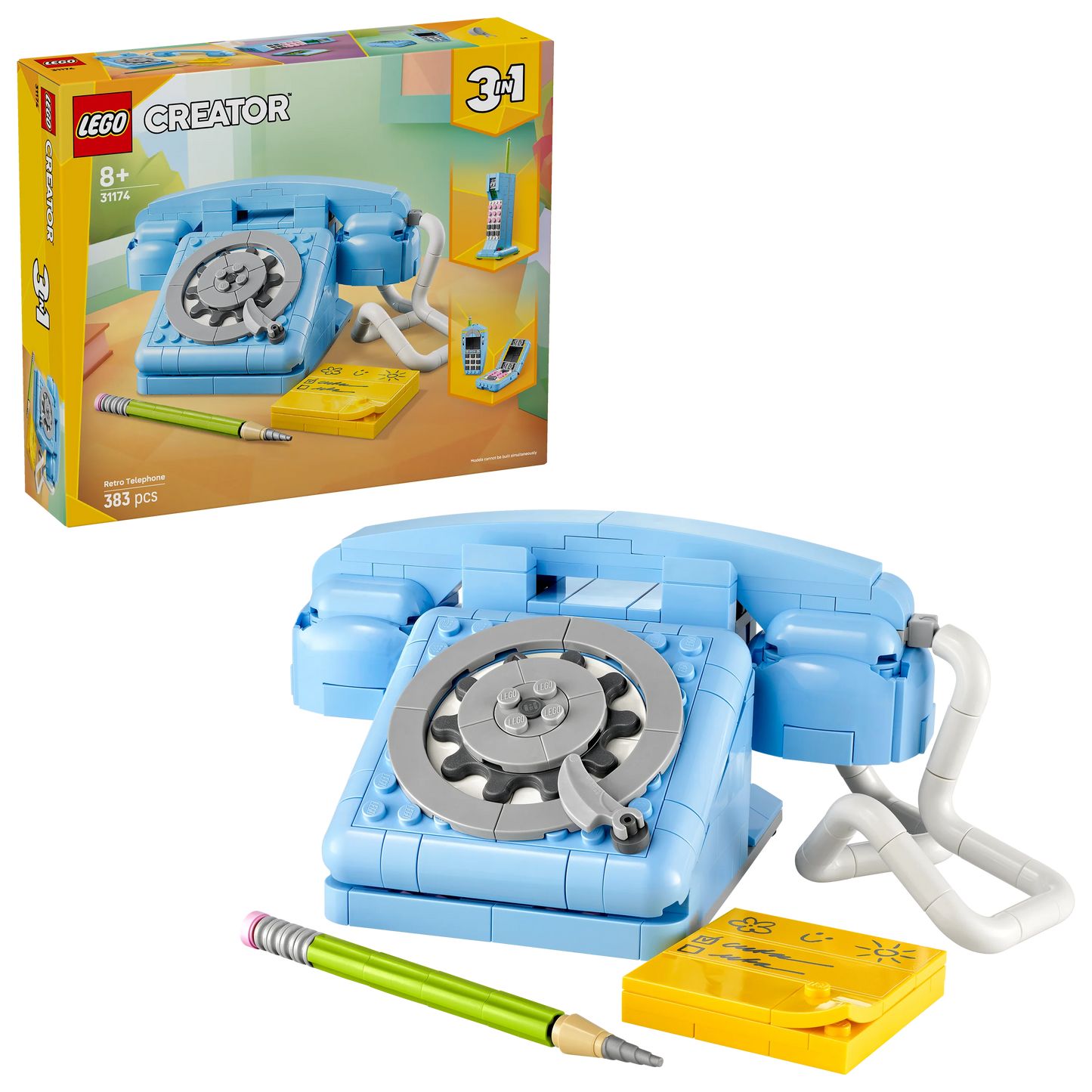 Creator 3in1 Retro Telephone Nostalgic and Vintage Toy Phones 31174 Building Kit