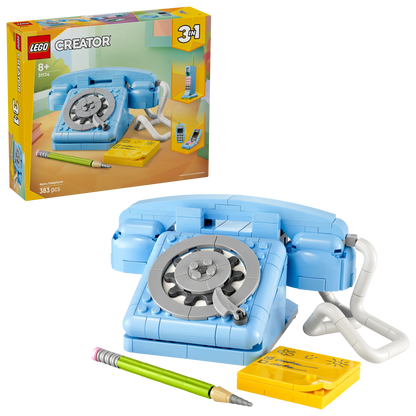 Creator 3in1 Retro Telephone Nostalgic and Vintage Toy Phones 31174 Building Kit