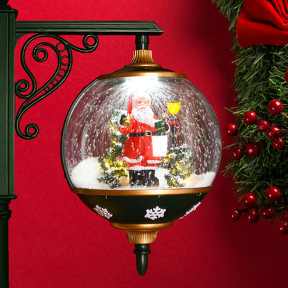 Snowing Double Lamp Christmas Street Light with Santa & Snowman – 1.88 m Tall