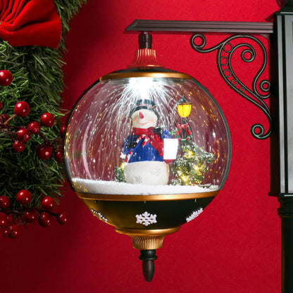 Snowing Double Lamp Christmas Street Light with Santa & Snowman – 1.88 m Tall