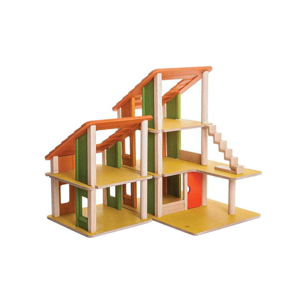 PlanToys Chalet Dollhouse Without Furniture – Modular Wooden Multi-Level Doll House