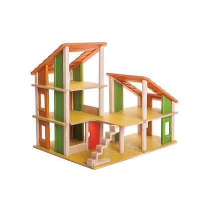 PlanToys Chalet Dollhouse Without Furniture – Modular Wooden Multi-Level Doll House