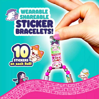 STICKI Rolls Sticki Bands – The Original Wearable & Shareable Sticker Bracelet with 120 Mini Stickers, 2 Mystery Reveal Sticki Rolls, DIY Art & Craft Activity,