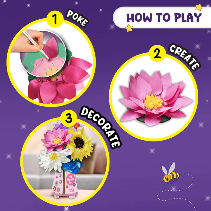POKE 'N' CREATE - Flower Making Kit | 4-8 years | DIY CRAFT KIT(PACK OF 6)