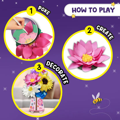 POKE 'N' CREATE - Flower Making Kit | 4-8 years | DIY CRAFT KIT(PACK OF 6)