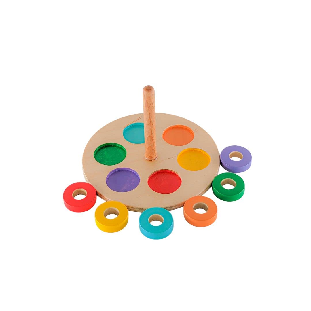 B4BRAIN Wooden Ring Stacker for Babies 1-2 Years for Brain Development Designed by Experts