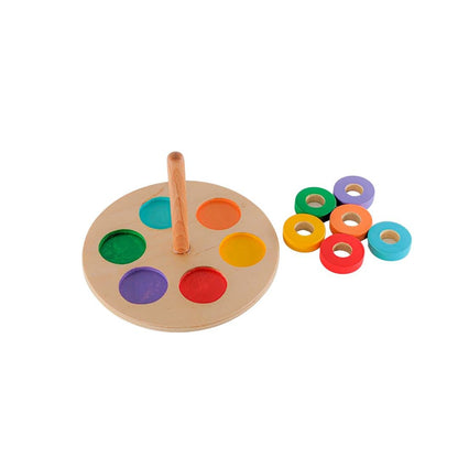 B4BRAIN Wooden Ring Stacker for Babies 1-2 Years for Brain Development Designed by Experts